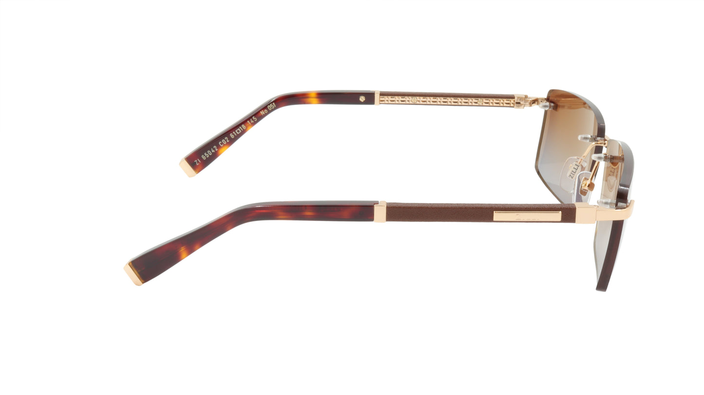 ZILLI Sunglasses Titanium Acetate Leather Gradient France Handmade ZI 65042 C02