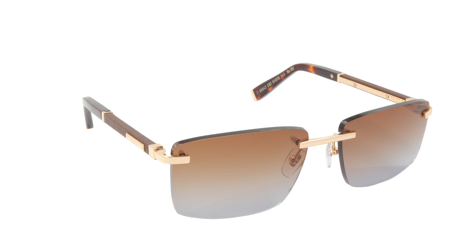 ZILLI Sunglasses Titanium Acetate Leather Gradient France Handmade ZI 65042 C02