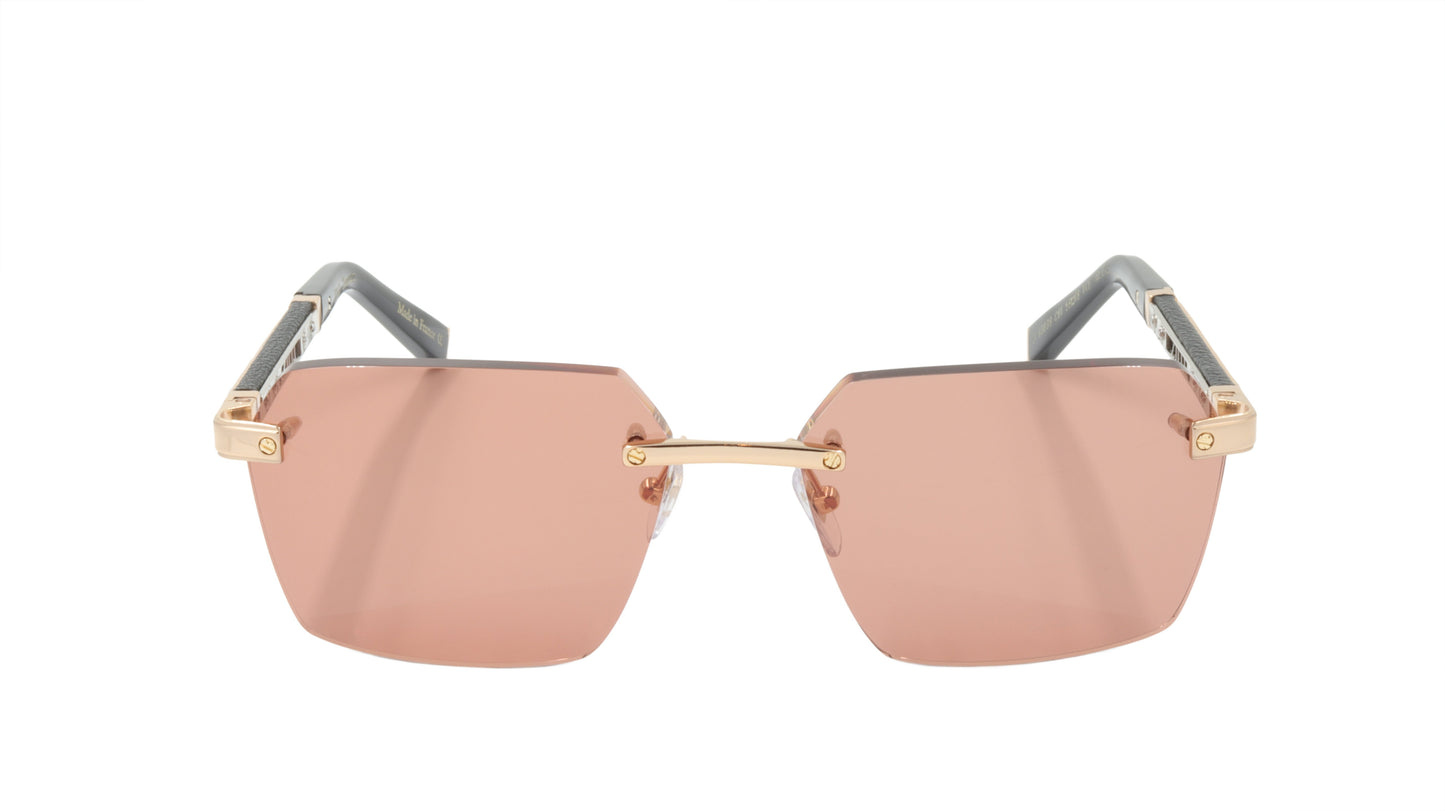 ZILLI Sunglasses Titanium Acetate Leather France Handmade ZI 65039 C01