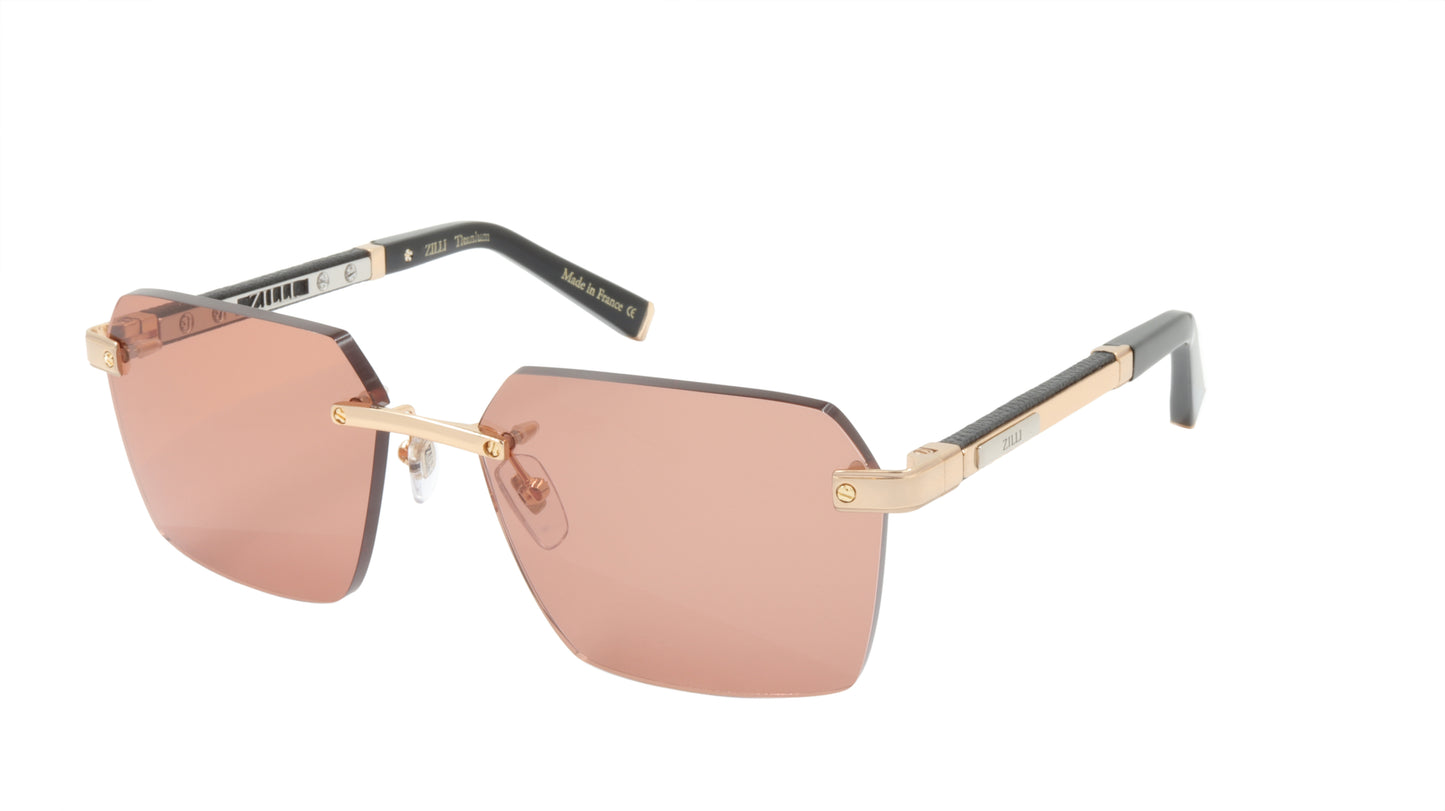 ZILLI Sunglasses Titanium Acetate Leather France Handmade ZI 65039 C01