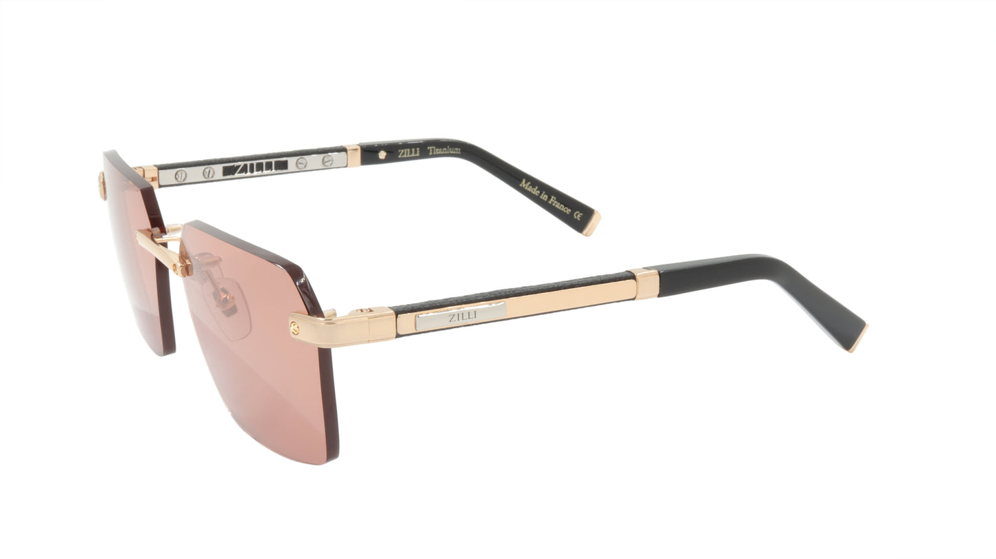 ZILLI Sunglasses Titanium Acetate Leather France Handmade ZI 65039 C01
