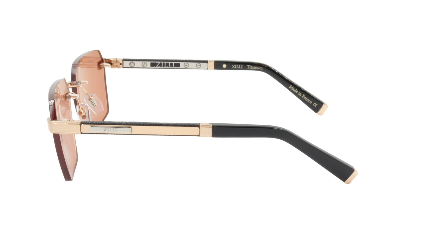 ZILLI Sunglasses Titanium Acetate Leather France Handmade ZI 65039 C01