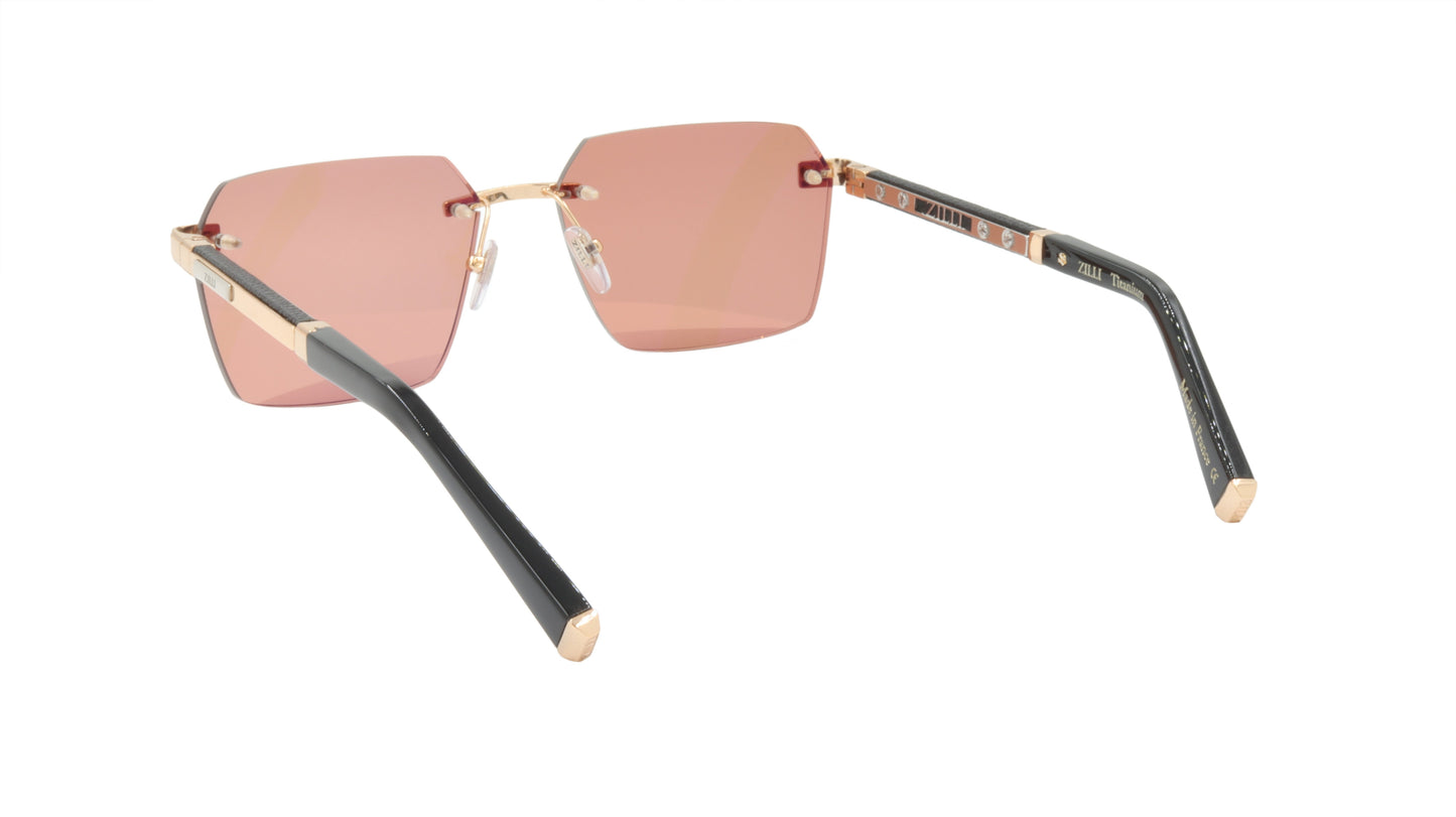 ZILLI Sunglasses Titanium Acetate Leather France Handmade ZI 65039 C01