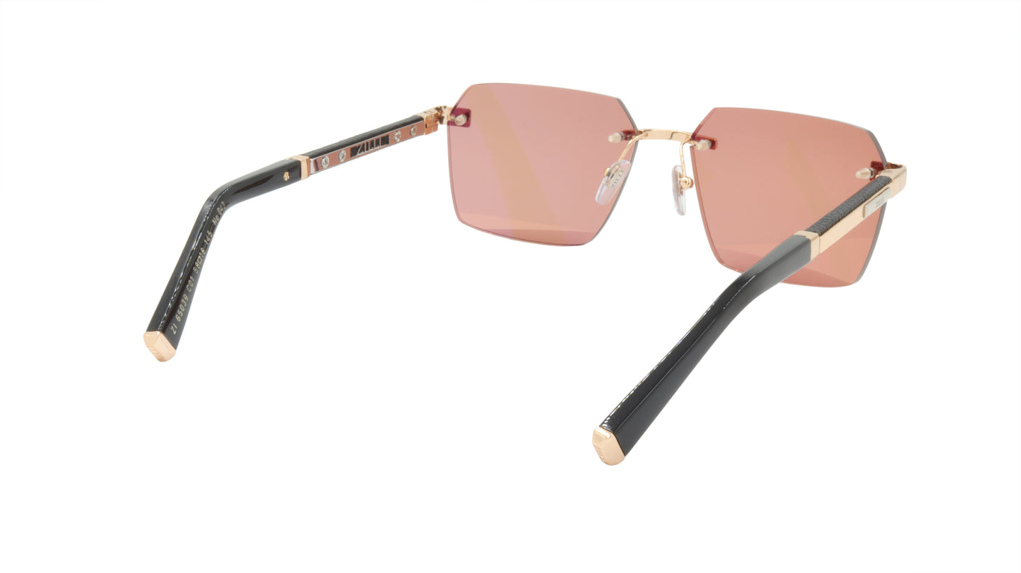 ZILLI Sunglasses Titanium Acetate Leather France Handmade ZI 65039 C01