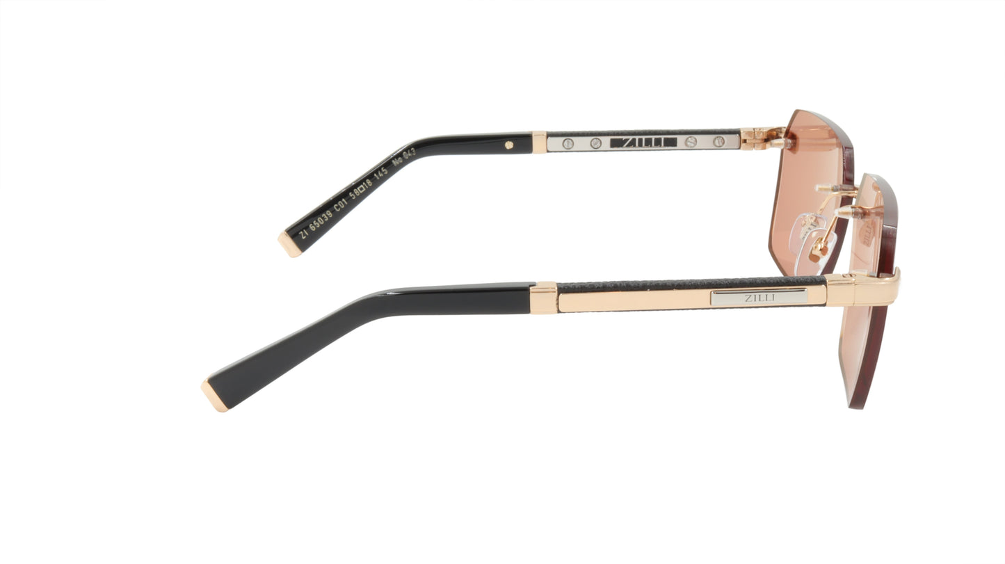 ZILLI Sunglasses Titanium Acetate Leather France Handmade ZI 65039 C01