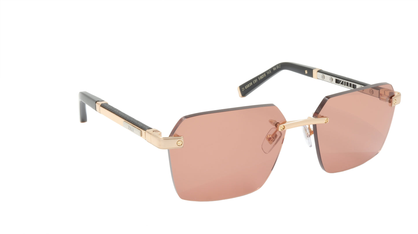 ZILLI Sunglasses Titanium Acetate Leather France Handmade ZI 65039 C01