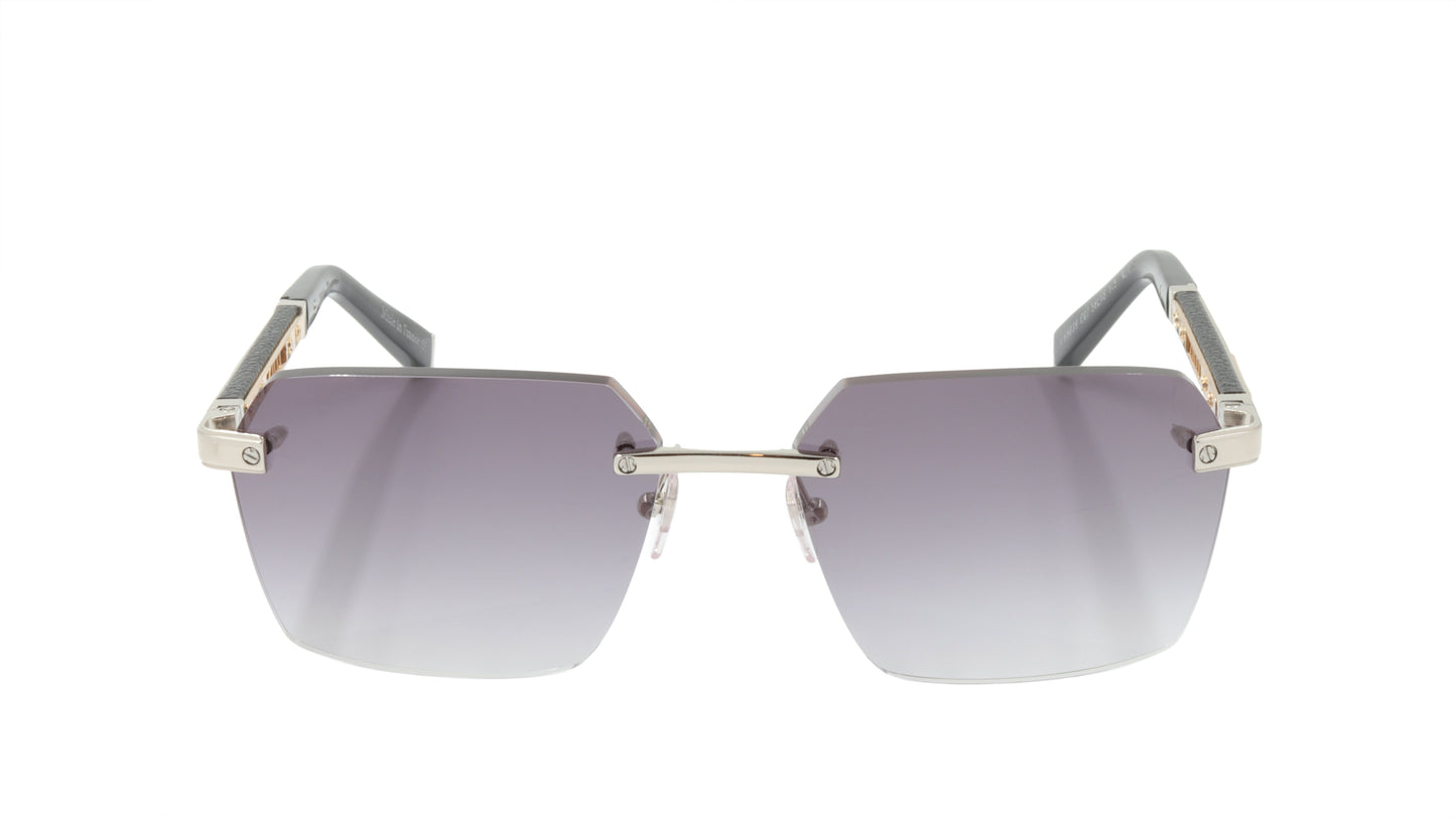 ZILLI Sunglasses Titanium Acetate Leather Gradient France Handmade ZI 65039 C02