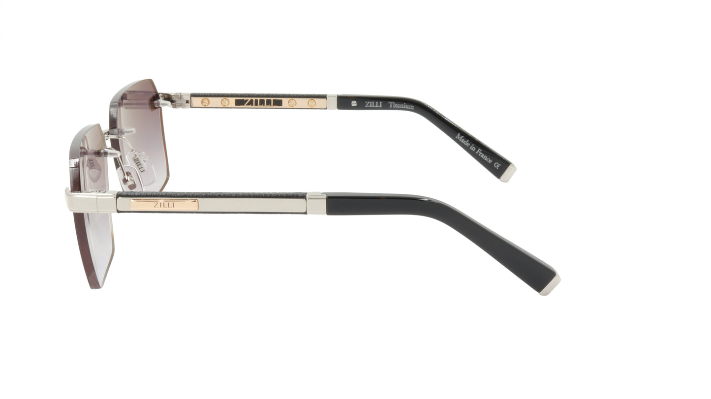 ZILLI Sunglasses Titanium Acetate Leather Gradient France Handmade ZI 65039 C02