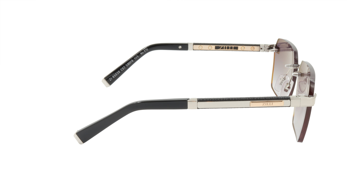 ZILLI Sunglasses Titanium Acetate Leather Gradient France Handmade ZI 65039 C02