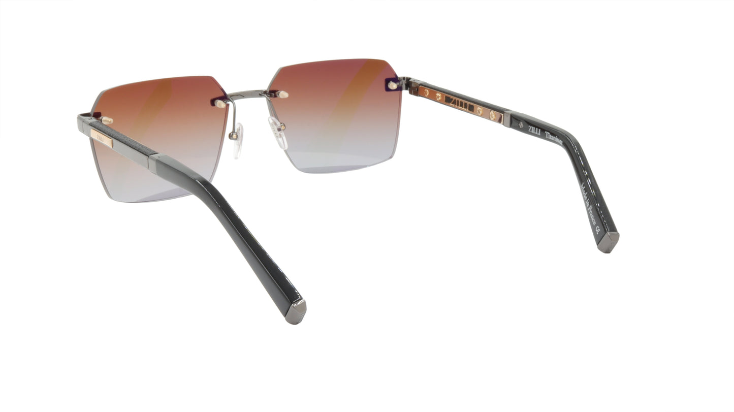 ZILLI Sunglasses Titanium Acetate Leather Gradient France Handmade ZI 65039 C03