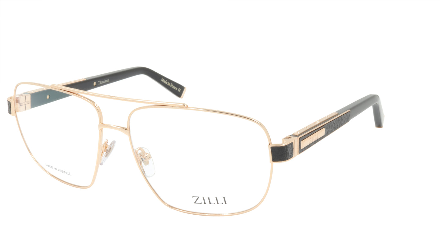 ZILLI Eyeglasses Frame Titanium Acetate Leather France Made ZI 60046 C01