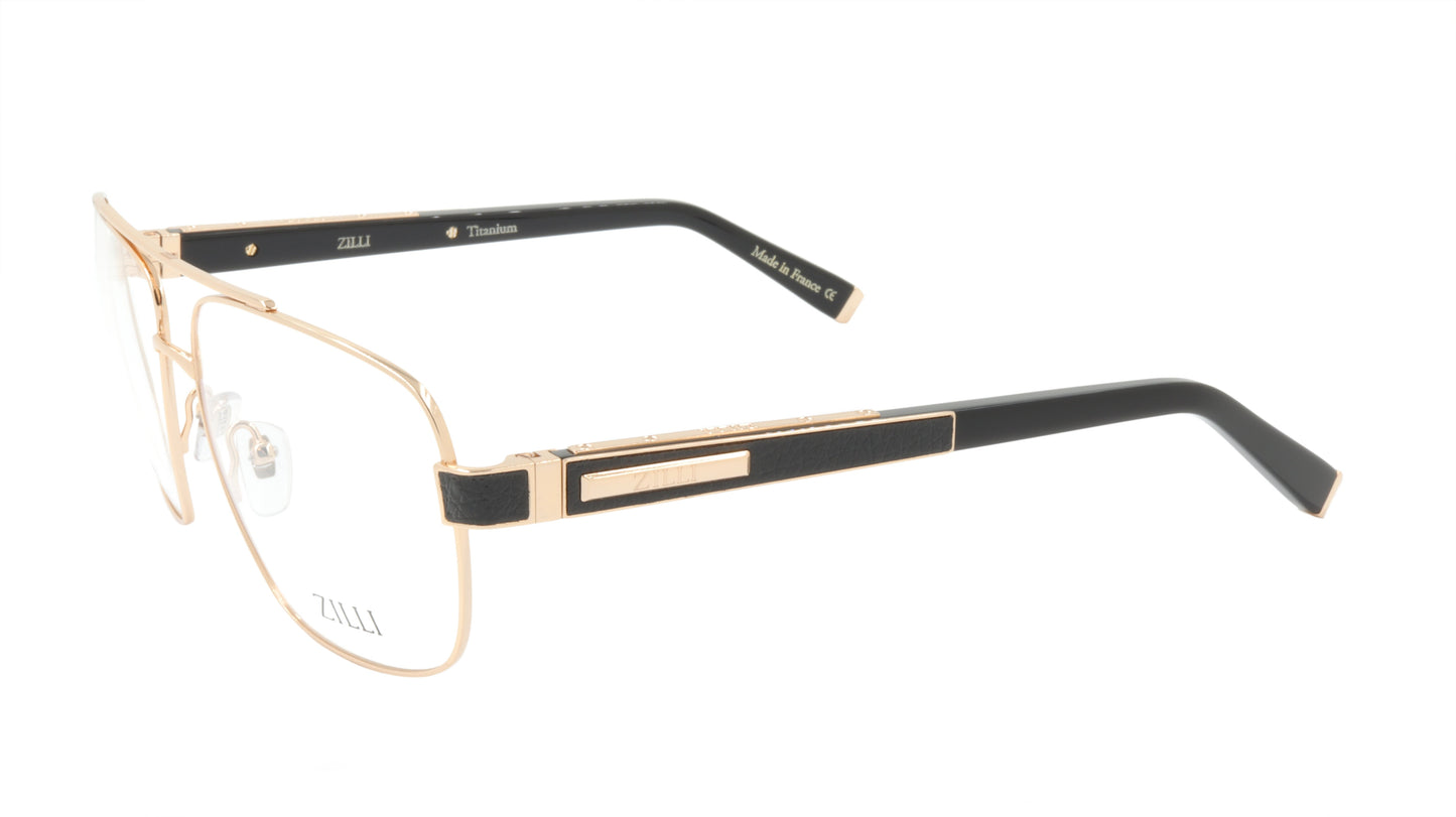 ZILLI Eyeglasses Frame Titanium Acetate Leather France Made ZI 60046 C01