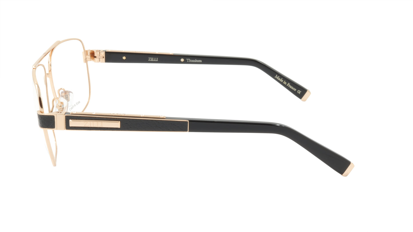ZILLI Eyeglasses Frame Titanium Acetate Leather France Made ZI 60046 C01