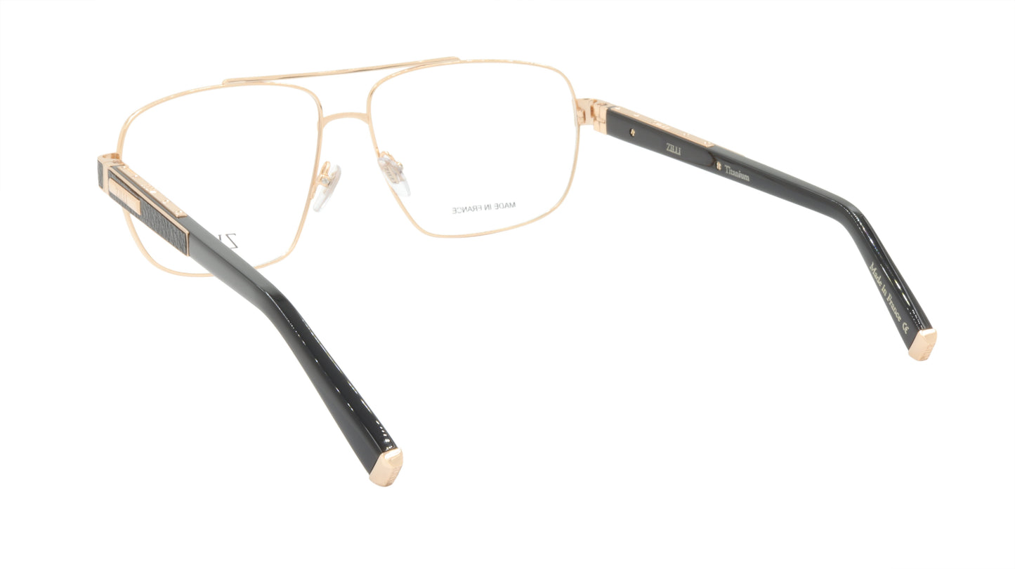 ZILLI Eyeglasses Frame Titanium Acetate Leather France Made ZI 60046 C01