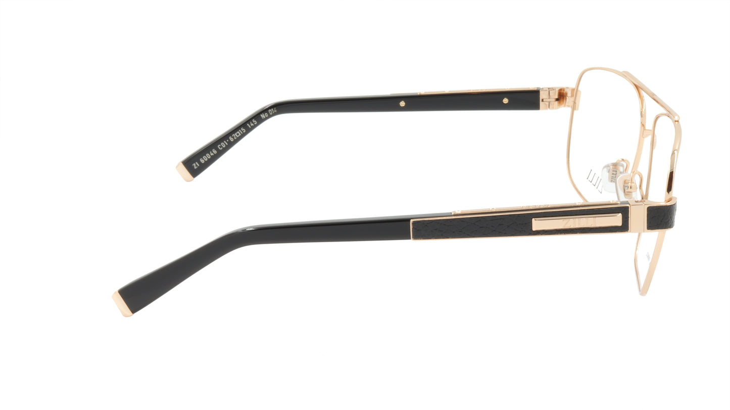 ZILLI Eyeglasses Frame Titanium Acetate Leather France Made ZI 60046 C01