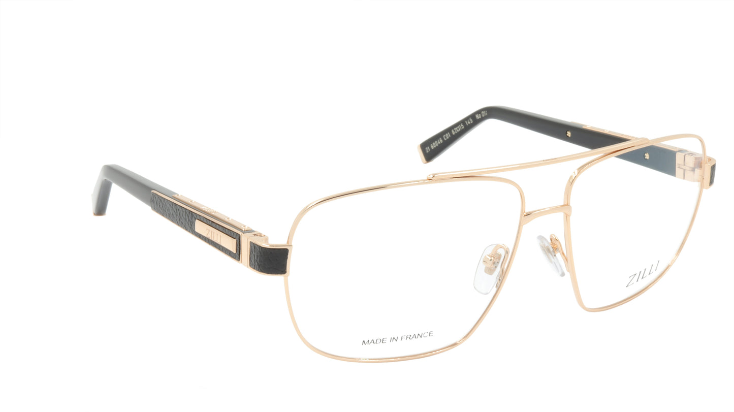 ZILLI Eyeglasses Frame Titanium Acetate Leather France Made ZI 60046 C01