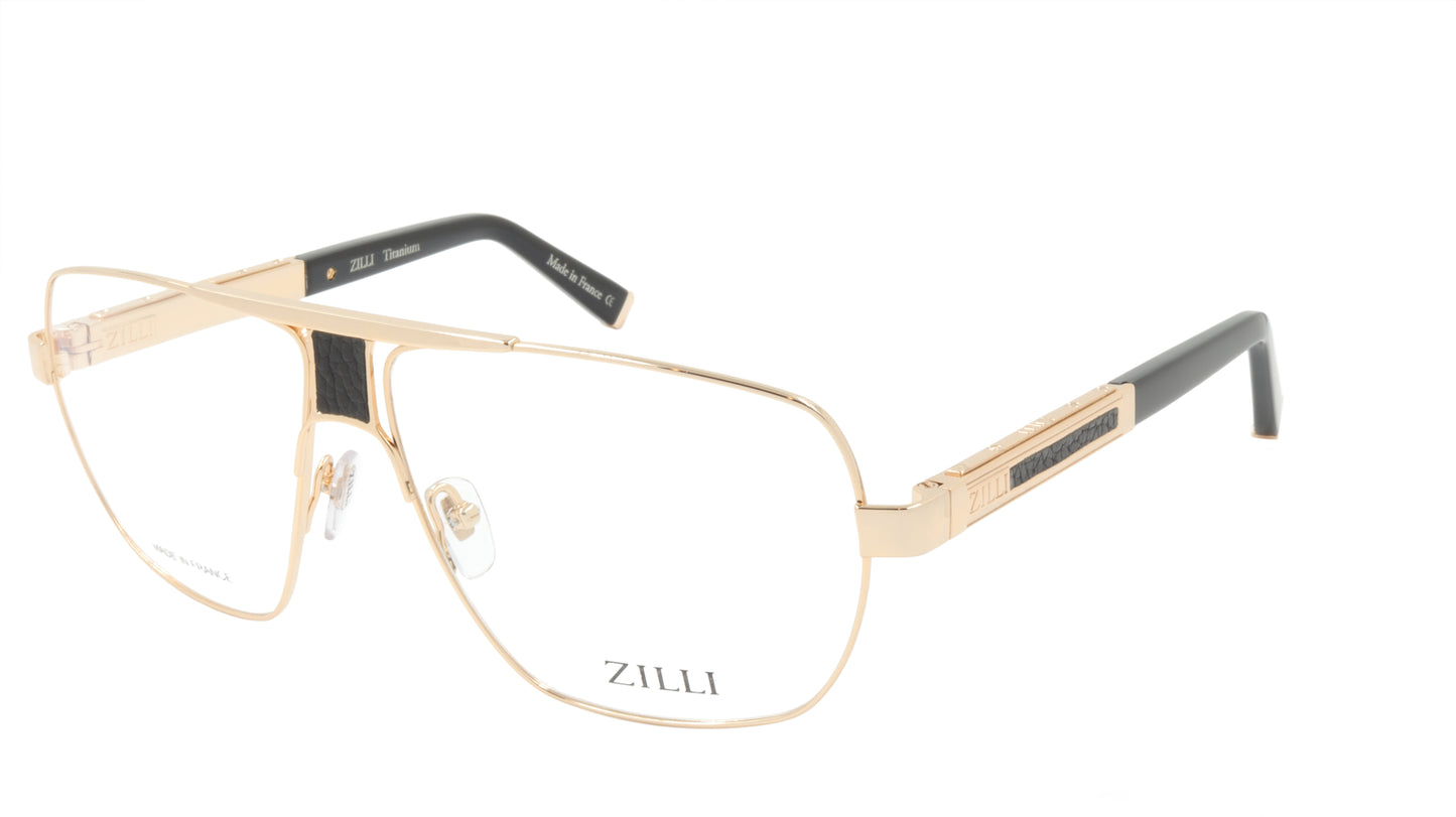 ZILLI Eyeglasses Frame Titanium Acetate Leather France Made ZI 60047 C01