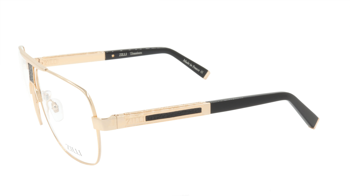 ZILLI Eyeglasses Frame Titanium Acetate Leather France Made ZI 60047 C01