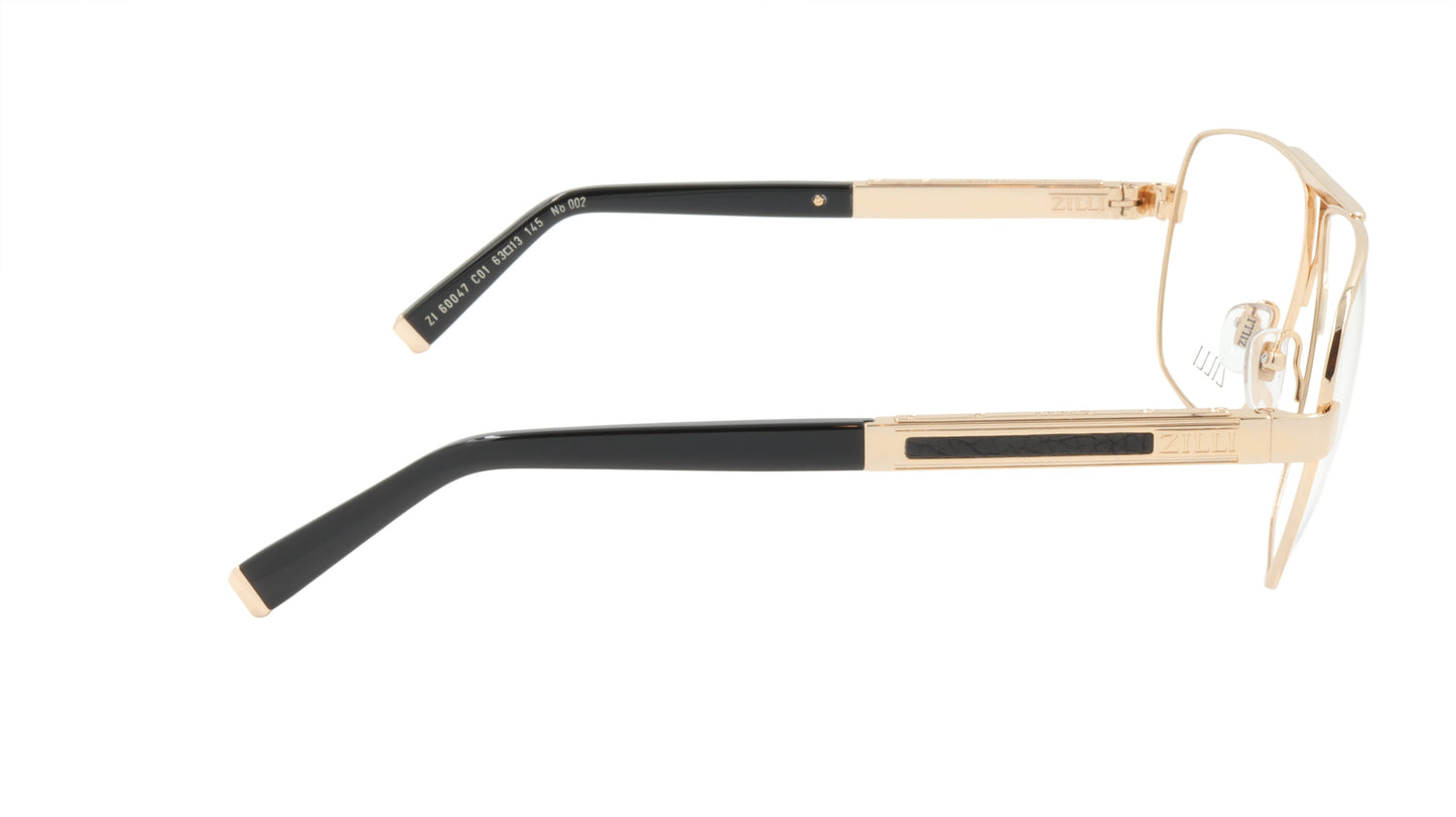 ZILLI Eyeglasses Frame Titanium Acetate Leather France Made ZI 60047 C01