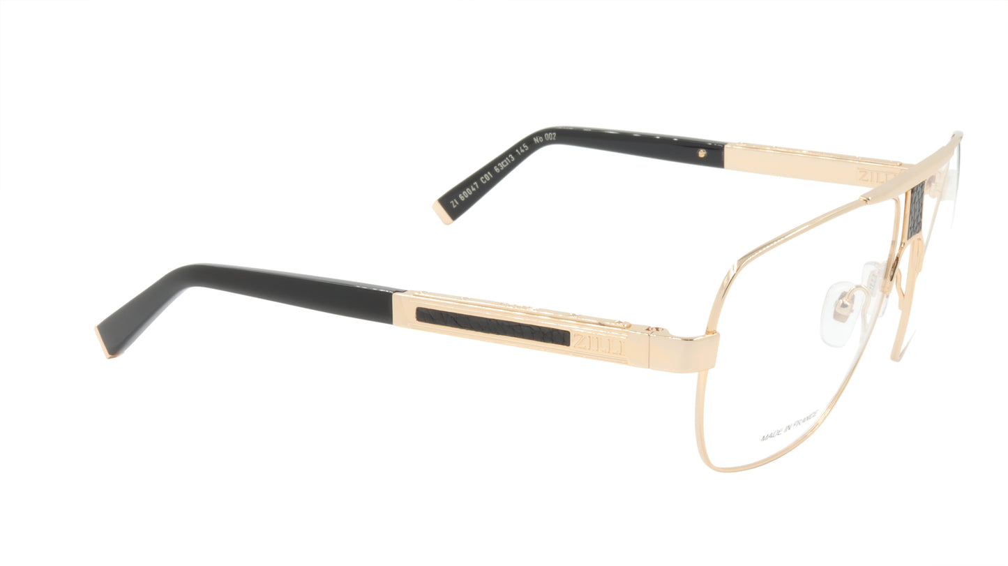 ZILLI Eyeglasses Frame Titanium Acetate Leather France Made ZI 60047 C01