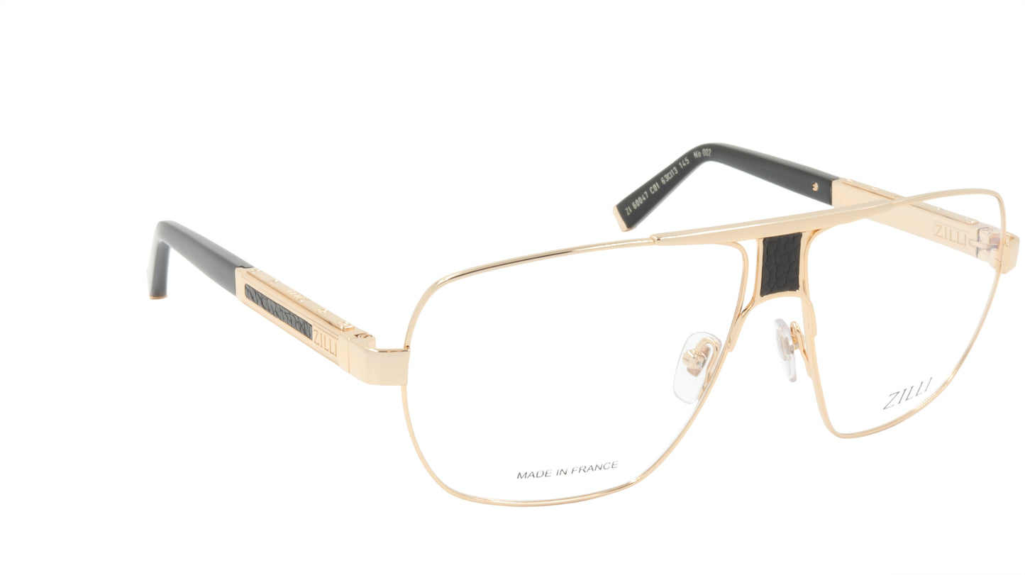 ZILLI Eyeglasses Frame Titanium Acetate Leather France Made ZI 60047 C01