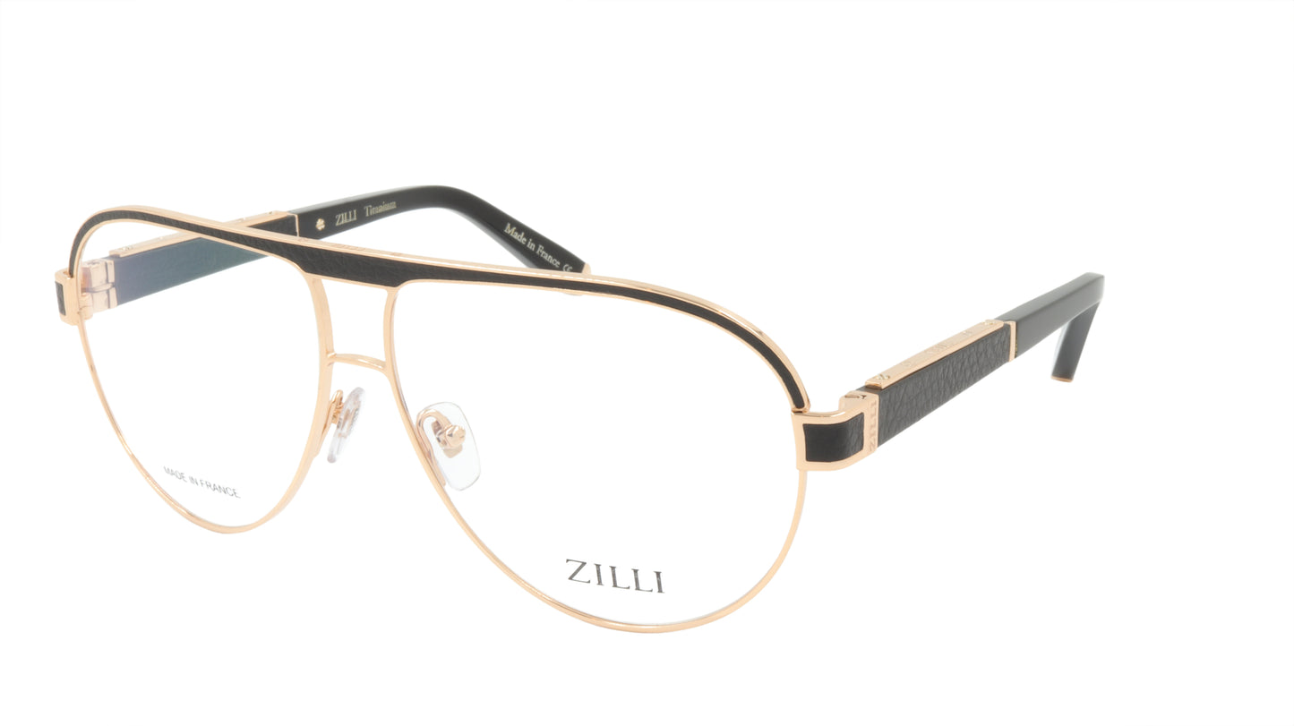 ZILLI Eyeglasses Frame Titanium Acetate Leather France Made ZI 60045 C01
