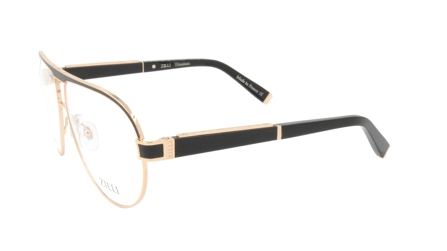 ZILLI Eyeglasses Frame Titanium Acetate Leather France Made ZI 60045 C01