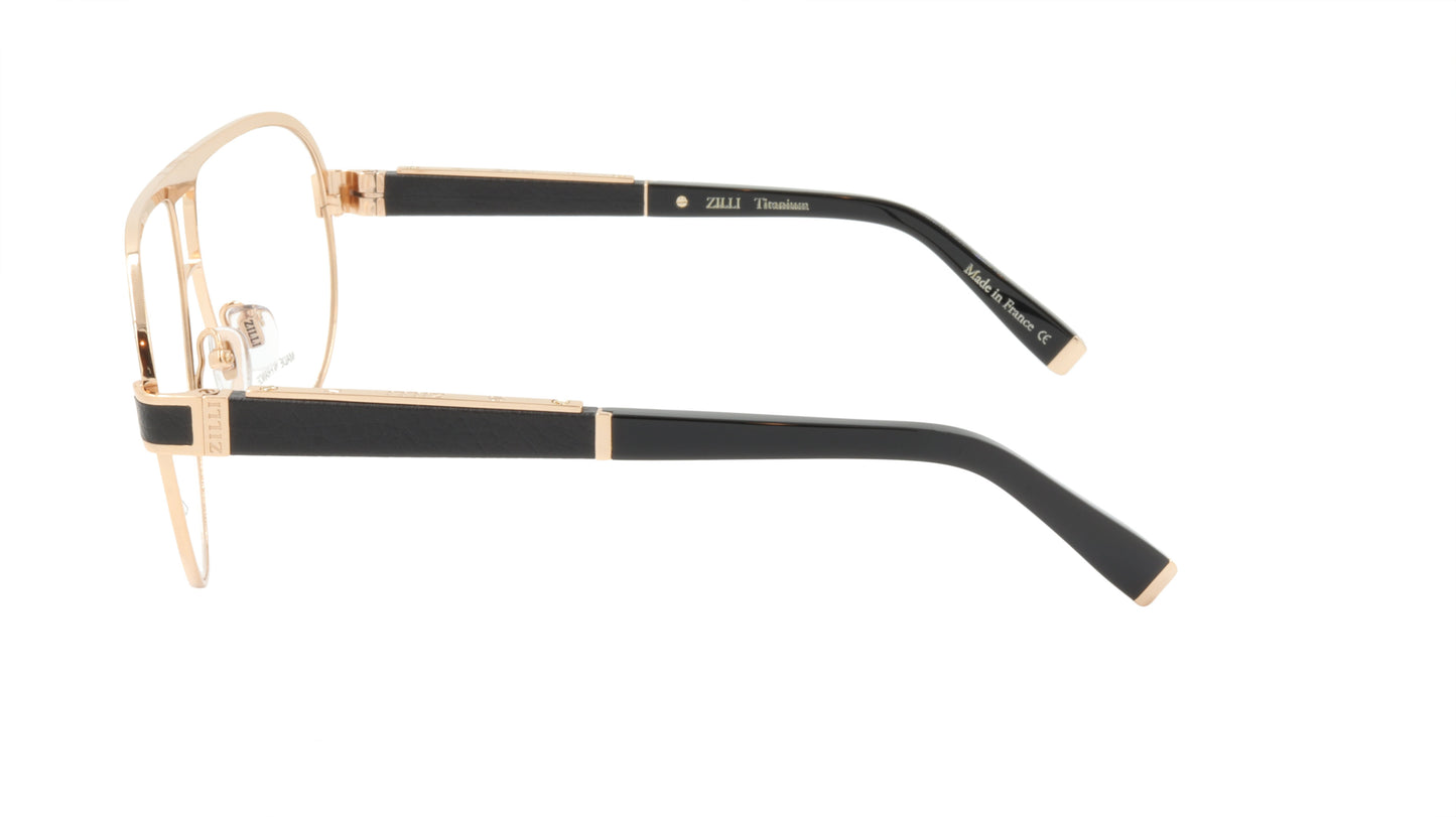 ZILLI Eyeglasses Frame Titanium Acetate Leather France Made ZI 60045 C01