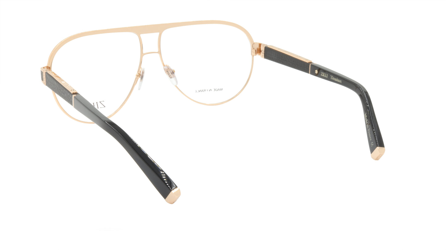 ZILLI Eyeglasses Frame Titanium Acetate Leather France Made ZI 60045 C01