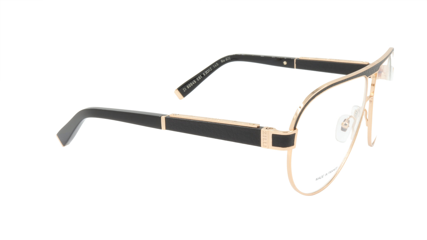 ZILLI Eyeglasses Frame Titanium Acetate Leather France Made ZI 60045 C01