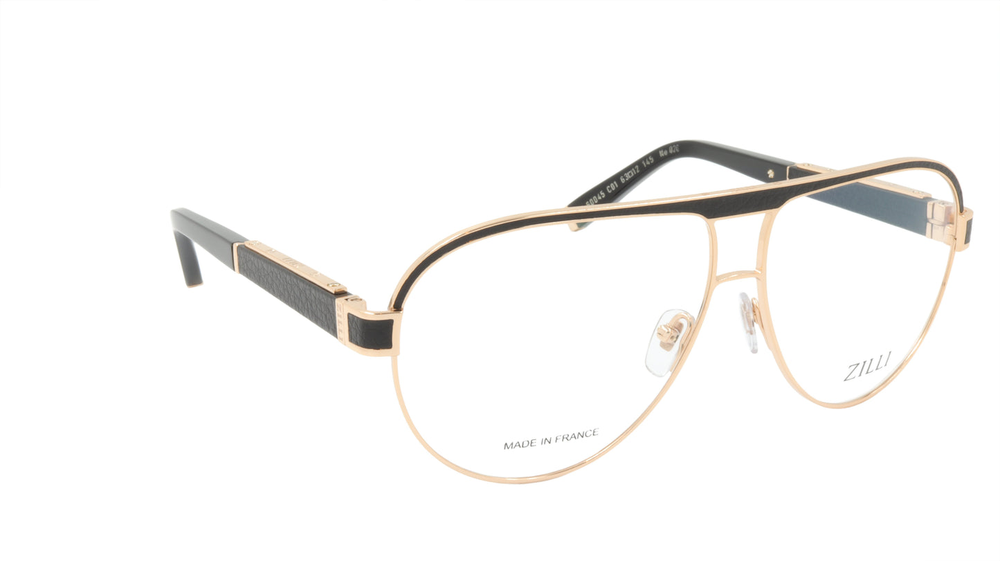 ZILLI Eyeglasses Frame Titanium Acetate Leather France Made ZI 60045 C01