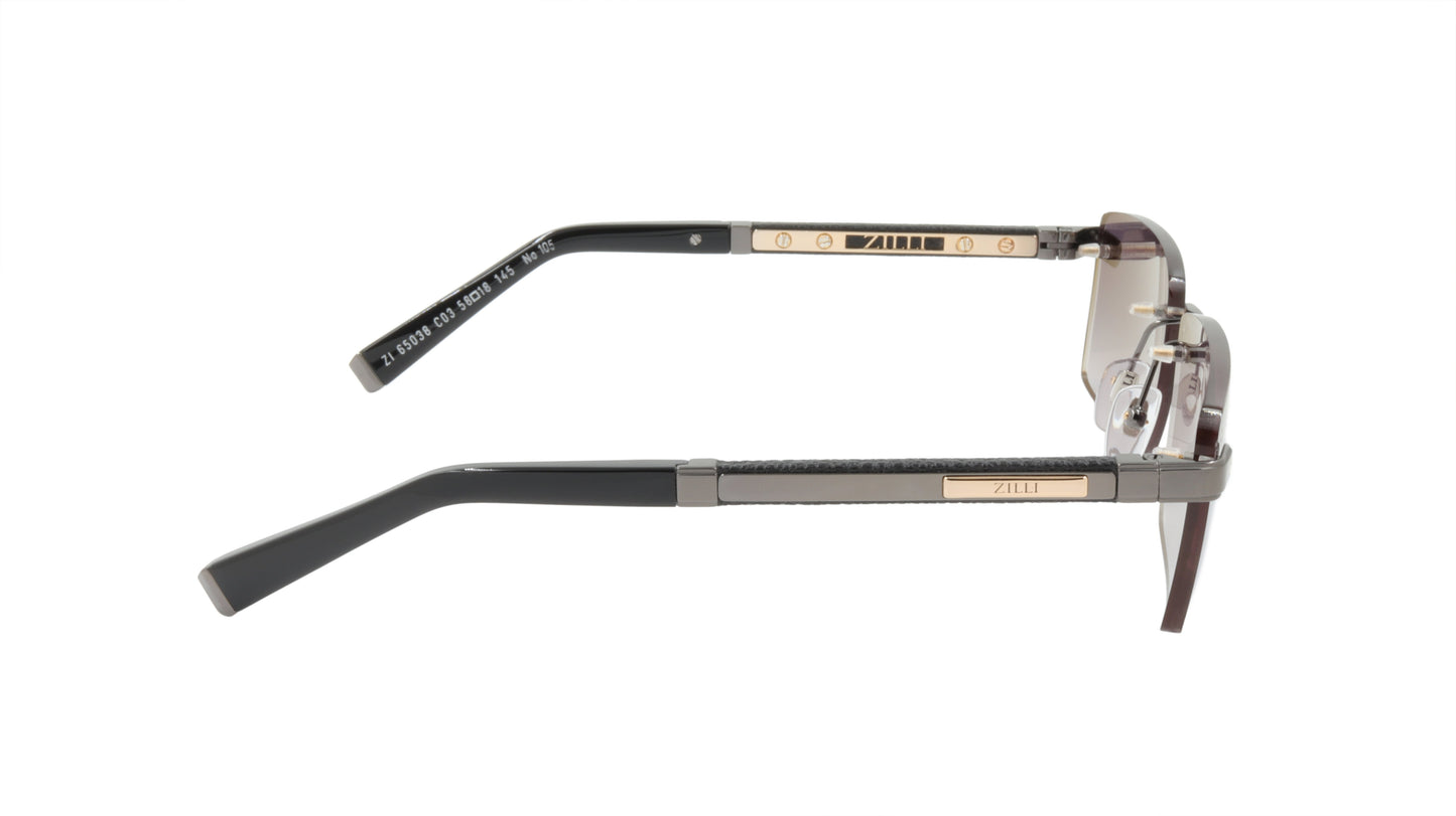 ZILLI Sunglasses Titanium Acetate Leather Gradient France Handmade ZI 65038 C03