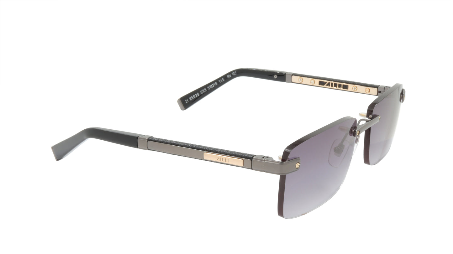 ZILLI Sunglasses Titanium Acetate Leather Gradient France Handmade ZI 65038 C03