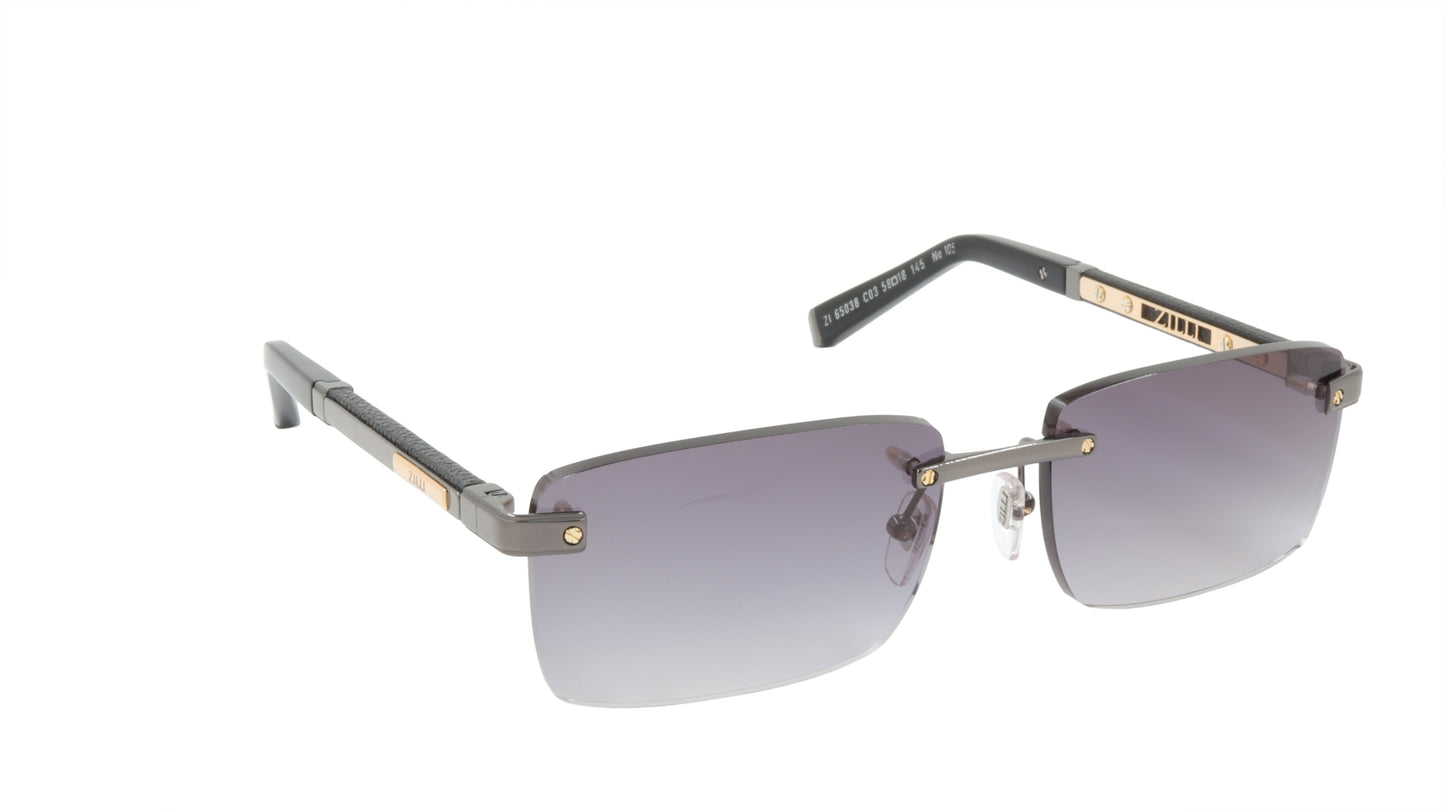 ZILLI Sunglasses Titanium Acetate Leather Gradient France Handmade ZI 65038 C03