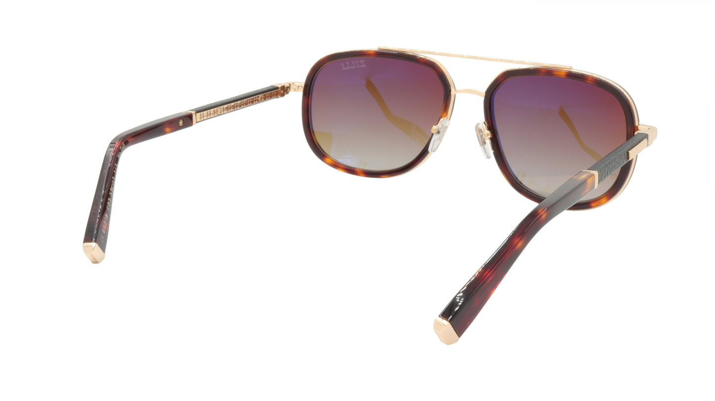 ZILLI Sunglasses Titanium Acetate Leather Polarized France Handmade ZI 65018 C03