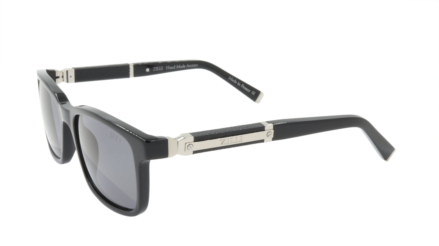 ZILLI Sunglasses Titanium Acetate Leather Polarized France Handmade ZI 65011 C03