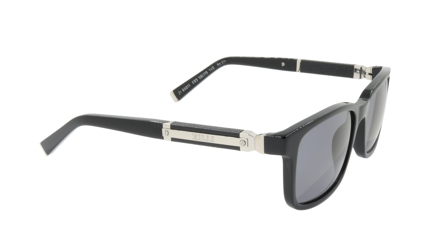 ZILLI Sunglasses Titanium Acetate Leather Polarized France Handmade ZI 65011 C03
