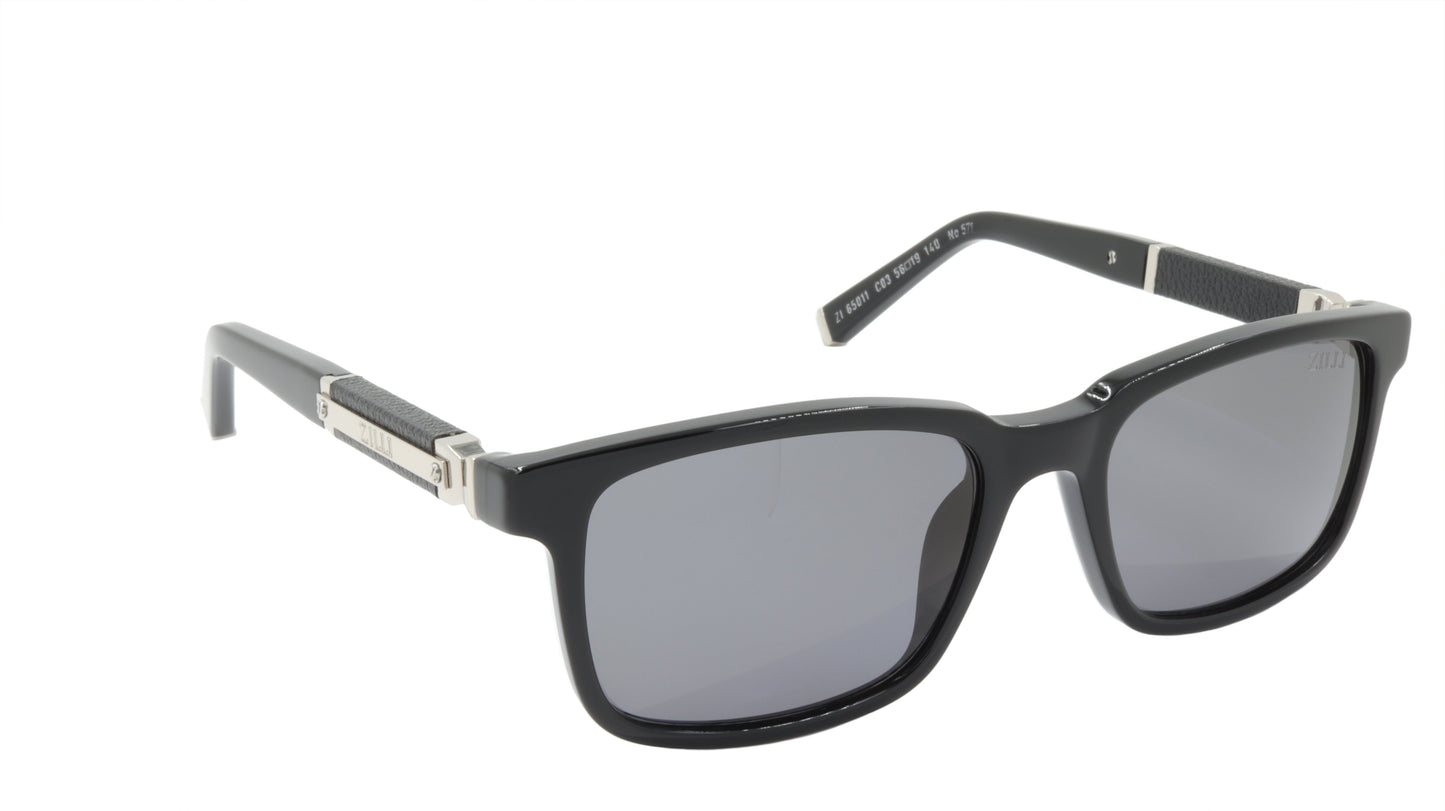 ZILLI Sunglasses Titanium Acetate Leather Polarized France Handmade ZI 65011 C03