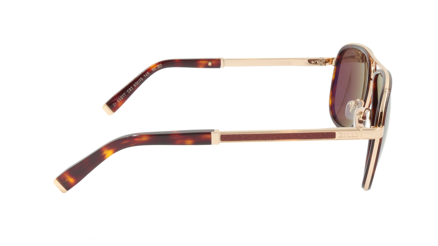 ZILLI Sunglasses Titanium Acetate Leather Polarized France Handmade ZI 65017 C02