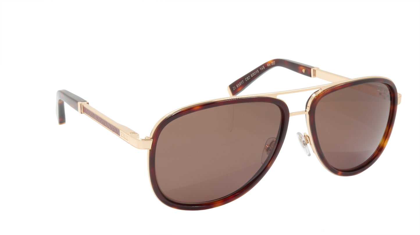 ZILLI Sunglasses Titanium Acetate Leather Polarized France Handmade ZI 65017 C02