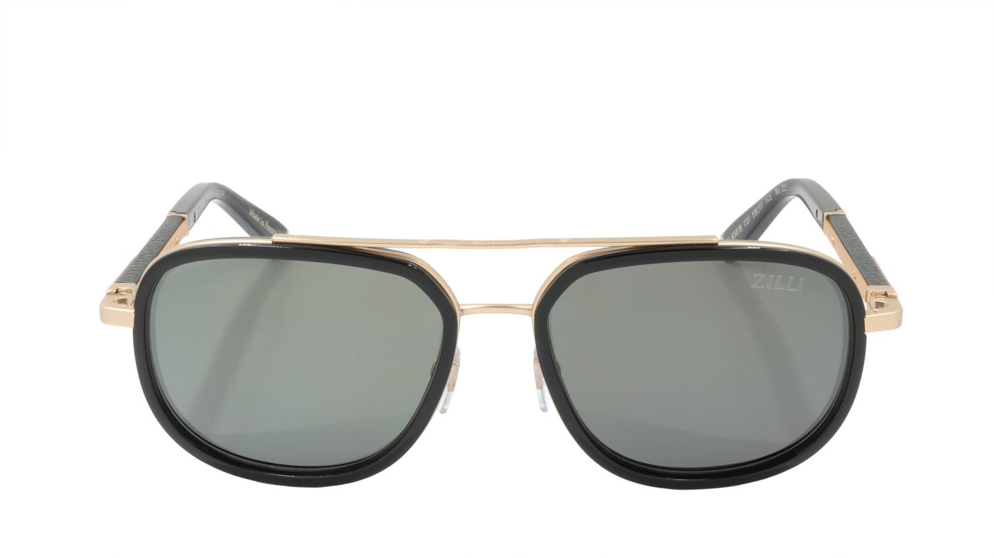 ZILLI Sunglasses Titanium Acetate Leather Polarized France Handmade ZI 65018 C01