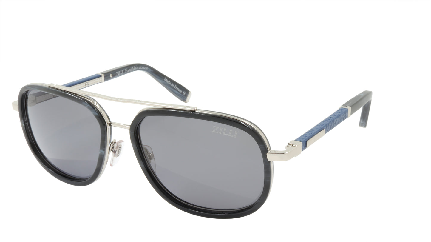 ZILLI Sunglasses Titanium Acetate Leather Polarized France Handmade ZI 65018 C02
