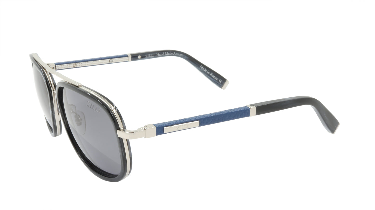 ZILLI Sunglasses Titanium Acetate Leather Polarized France Handmade ZI 65018 C02