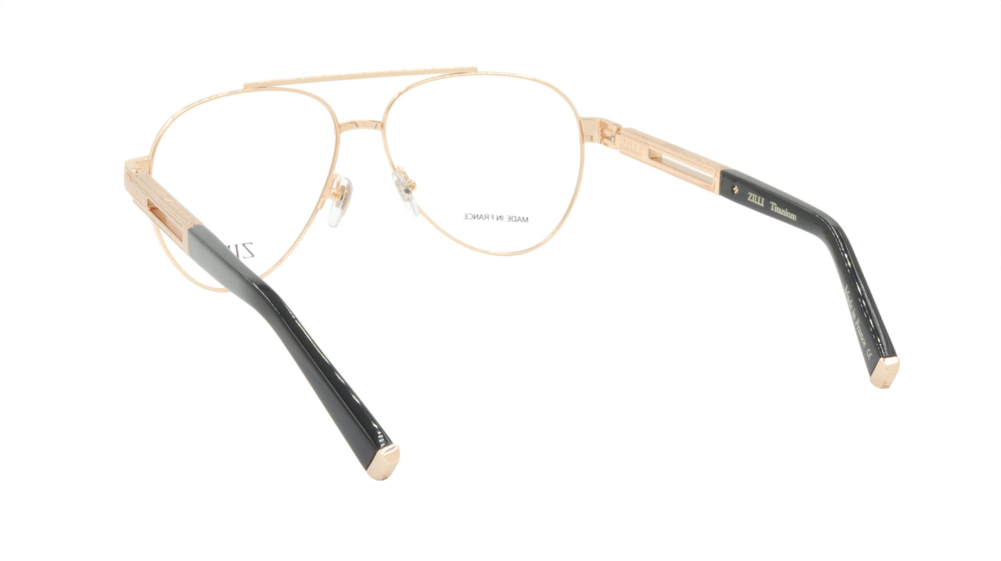 ZILLI Eyewear in Classic Black and Gold in Aviator Style