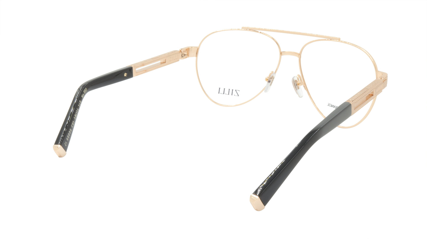 ZILLI Eyewear in Classic Black and Gold in Aviator Style