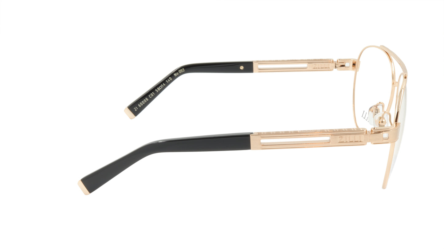 ZILLI Eyewear in Classic Black and Gold in Aviator Style