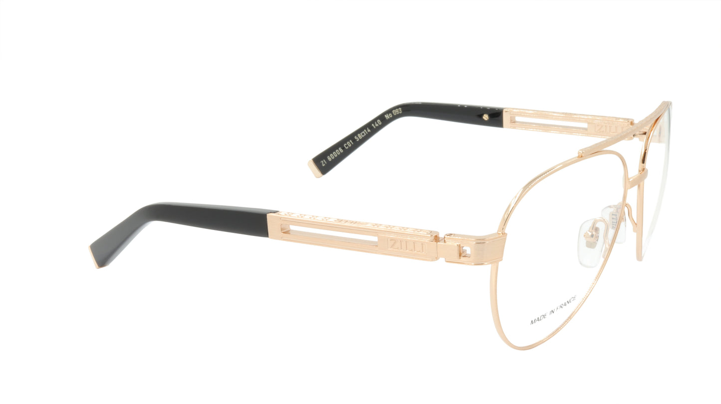 ZILLI Eyewear in Classic Black and Gold in Aviator Style