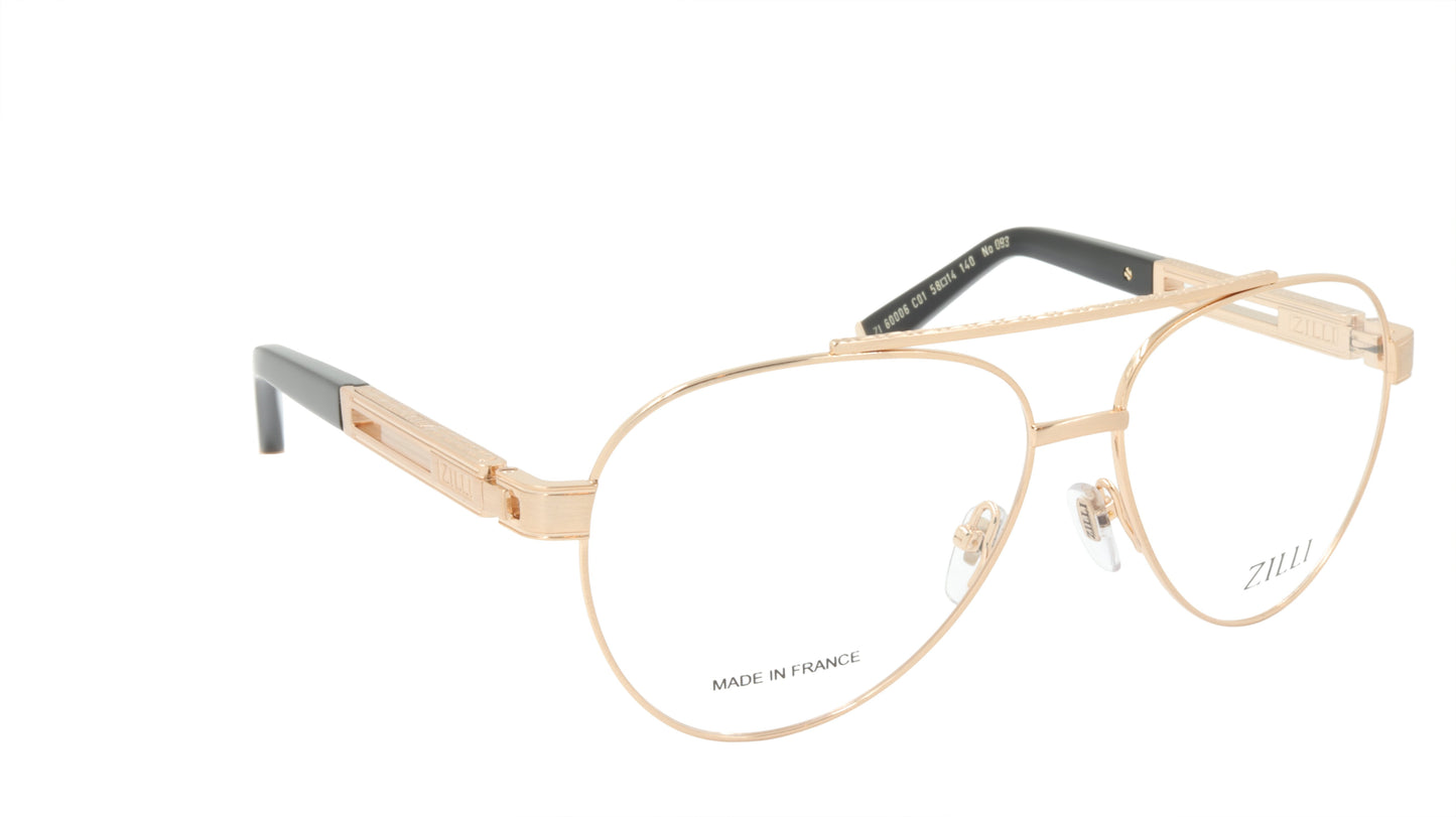 ZILLI Eyewear in Classic Black and Gold in Aviator Style