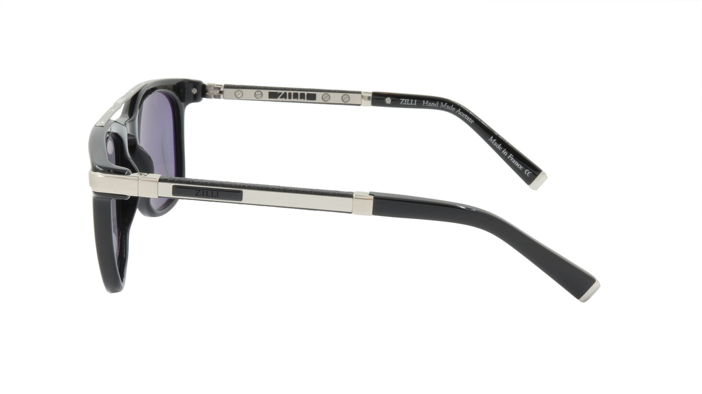 ZILLI Sunglasses Titanium Acetate Leather Polarized France Handmade ZI 65015 C02