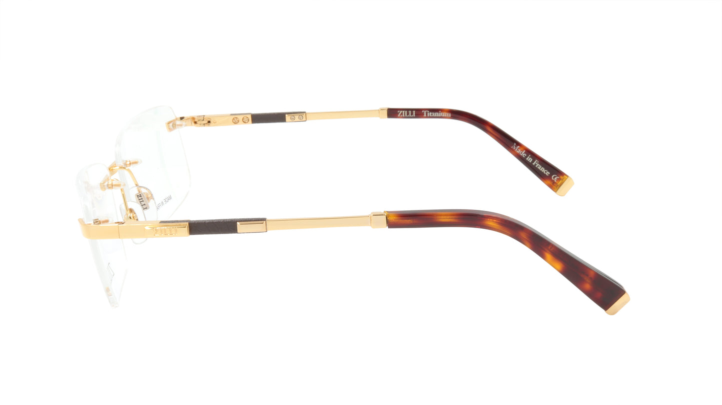 ZILLI Eyeglasses Frame Titanium Acetate Leather France Made ZI 60028 C05
